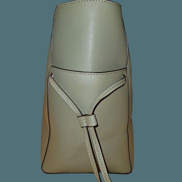 Michael Kors Leather Gilly Drawstring Travel Utility Work Green Shoulder Tote - Picture 10 of 16